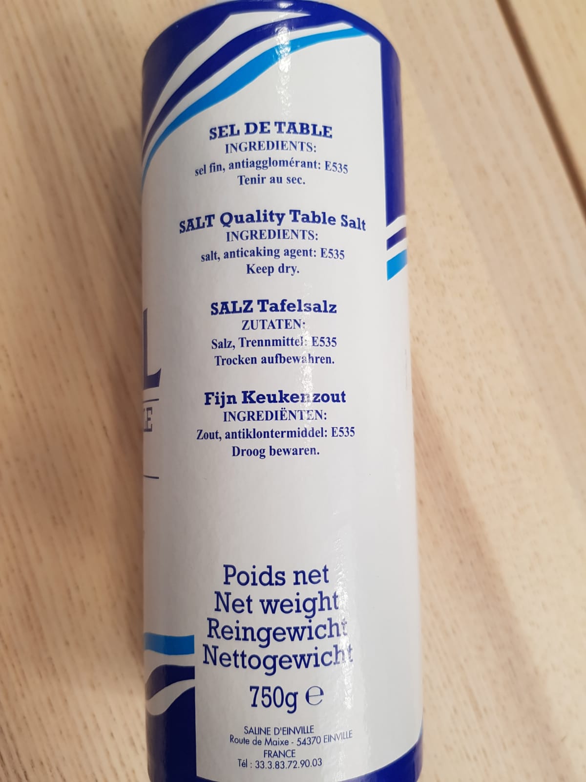 Thin salt in can 750 gr container PORTUEL